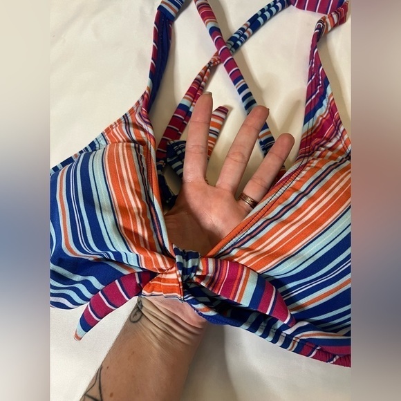 A.N.A. Multi Color Striped Cross Back Bikini Top XL - Picture 4 of 7